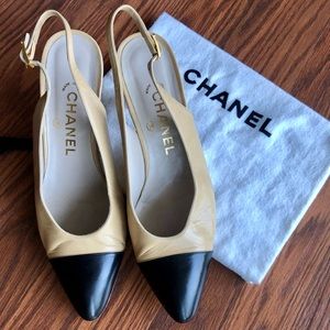 Chanel Beige Slingback heels 37